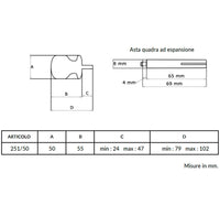 Maniglia su rosetta tonda SAGUATTI  251/50EQ in alluminio argento satinato