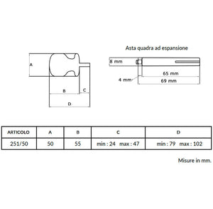 Maniglia su rosetta tonda SAGUATTI  251/50EQ in alluminio argento satinato