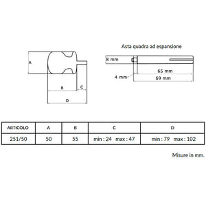 Maniglia su rosetta tonda SAGUATTI  251/50ZQ in alluminio nero opaco