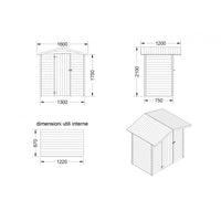 Casetta da Giardino in Legno di Pino da Esterno  con Pavimento, Ricovero Attrezzi, Doghe spessore 16mm - Articolo C130 - 100002