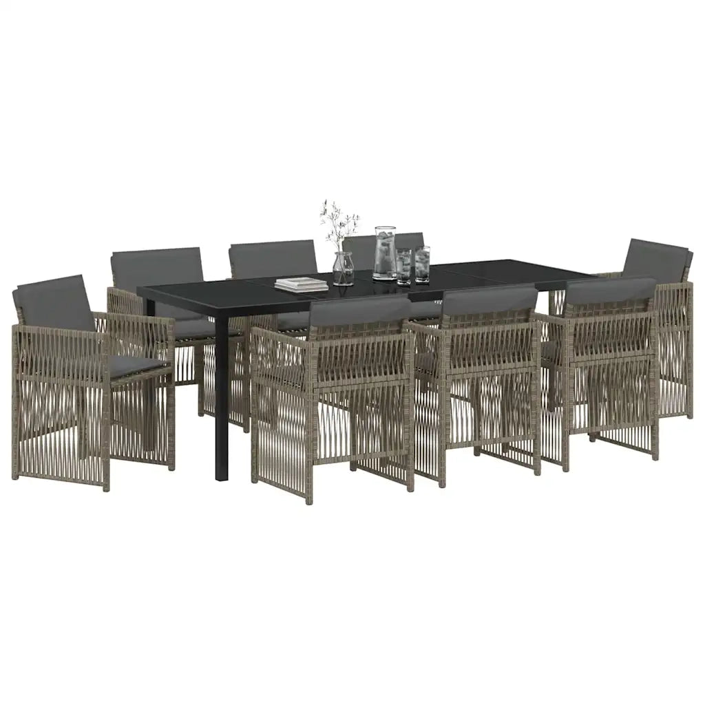 Set da Pranzo per Giardino 9 pcs Grigio 3380656