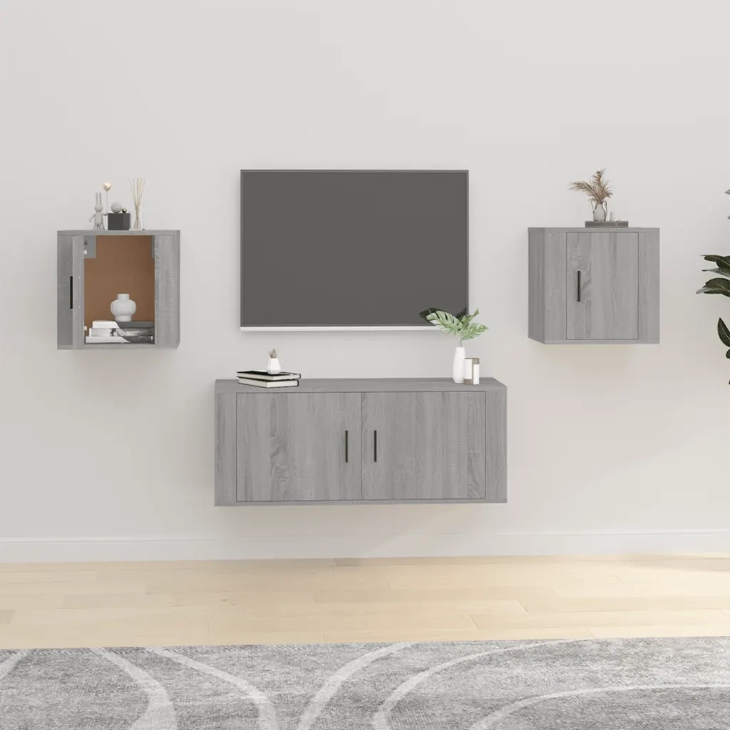 Mobili Porta TV a Parete 2 pz Grigio Sonoma 40x34,5x40 cm 816653