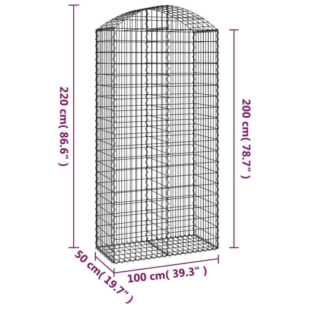 Cesto Gabbione ad Arco 100x50x200/220 cm Ferro Zincato 153440