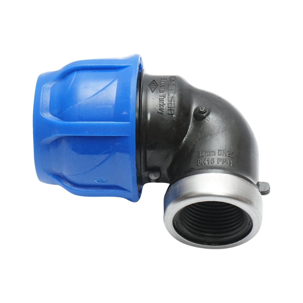 Gomito Compressione PN16-32mmx 3/4" per sistemi di irrigazione RACCORDO/GIUNTO FEMMINA PN16-32mmx 3/4" Raccordo Compressione Manicotto Raccordo Compressione tubo irrigazione