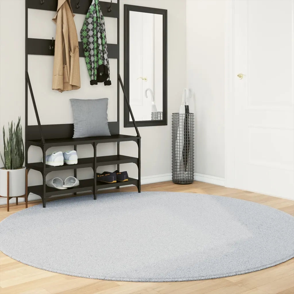 Tappeto a Pelo Corto HUARTE Morbido e Lavabile Grigio Ø 200 cm 375088