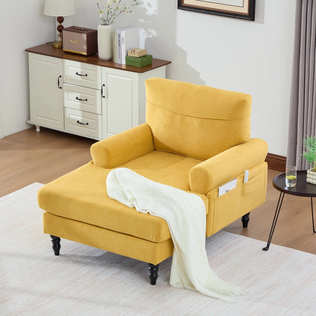 POLTRONA in Chenille Giallo Senape 125,5x97x86 cm