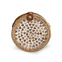 Borsetta rotonda in vimini intrecciato tracolla simipelle cm 20 x 8.5 12 pezzi