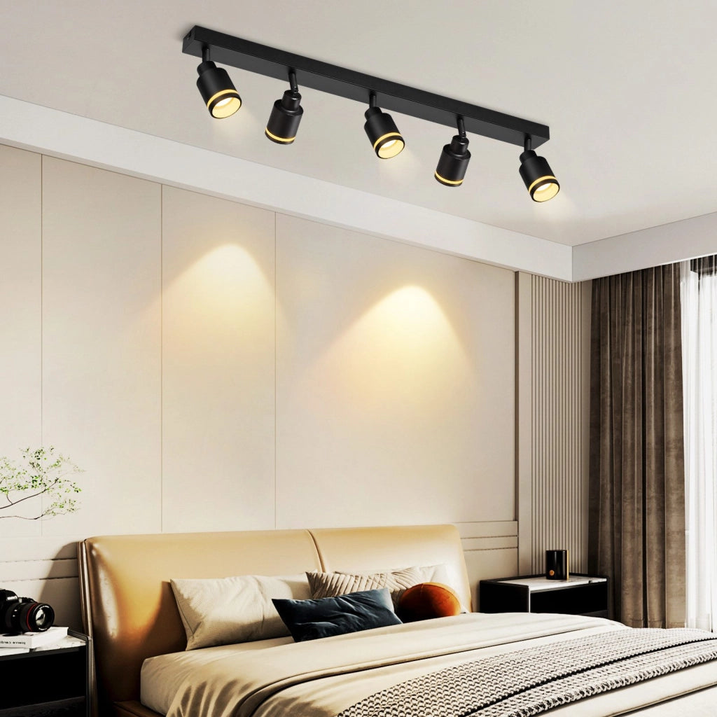 ZMH Faretto da soffitto neri 5 luci GU10 metallo orientabili moderni per camera letto sala pranzo senza lampadina