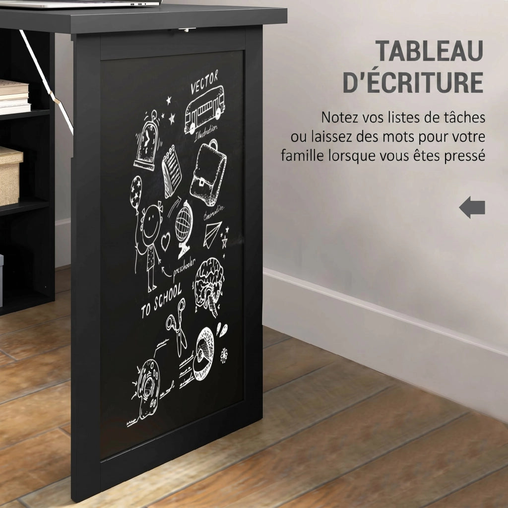Scrivania con libreria, tavolo e ripiano regolabile ¨C Zephmum ¨C Nero, 98x51x153cm