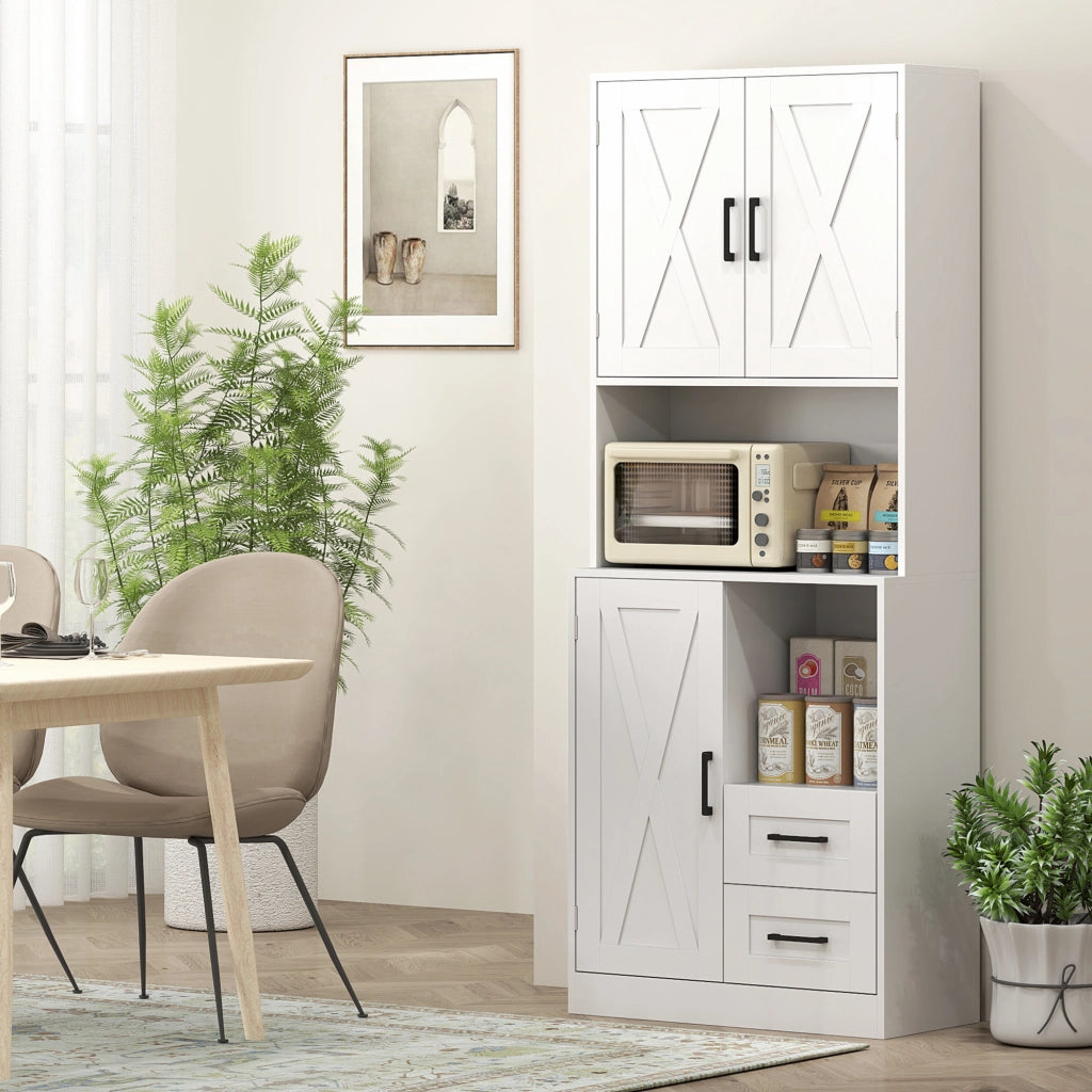 Armadio Cucina con Ante, Cassetti e Ripiani Regolabili ¨C zephmum ¨C Bianco 70x40x180 cm