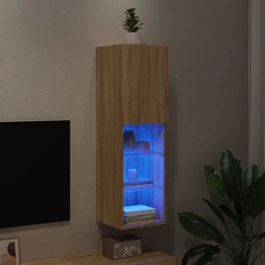 Mobile TV con Luci LED-Credenza per TV Rovere Sonoma 30,5x30x102 cm