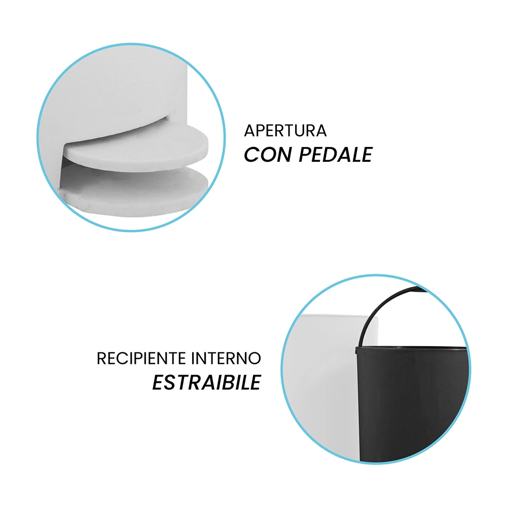 Pattumiera bagno 3 Lt bianco con apertura a pedale Orbix