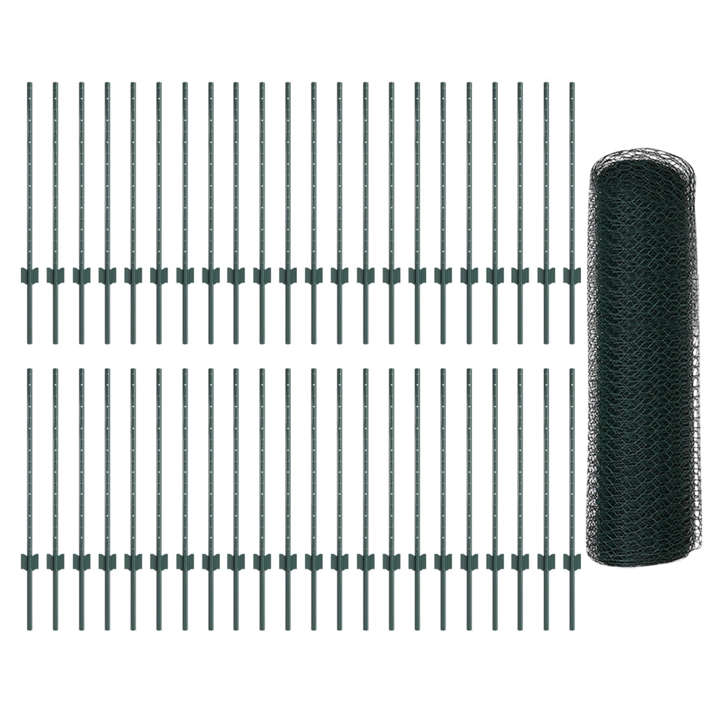 Pali per Recinzione 11 pcs U-Channel Verde 80 cm Acciaio