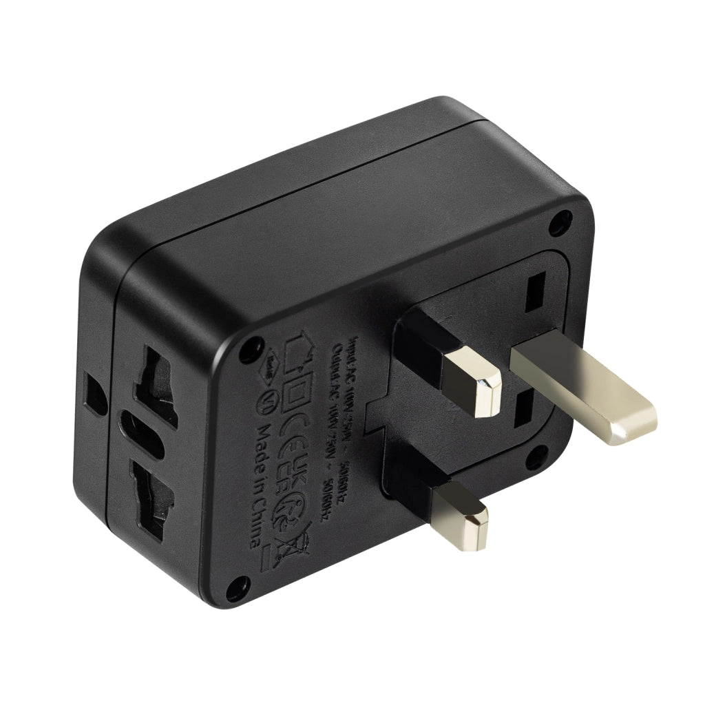 Adattatore Viaggio Tipo G Regno Unito HK 3 uscite Nero Akashi