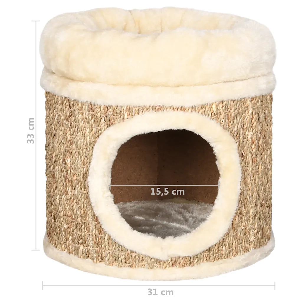 Cuccia per Gatti con Cuscino Lusso 33 cm in Giunco 170968