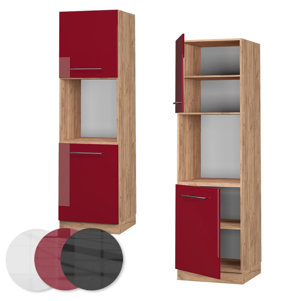 Vicco Mobile per forno da incasso Rosso bordeaux lucido 60 cm aperto