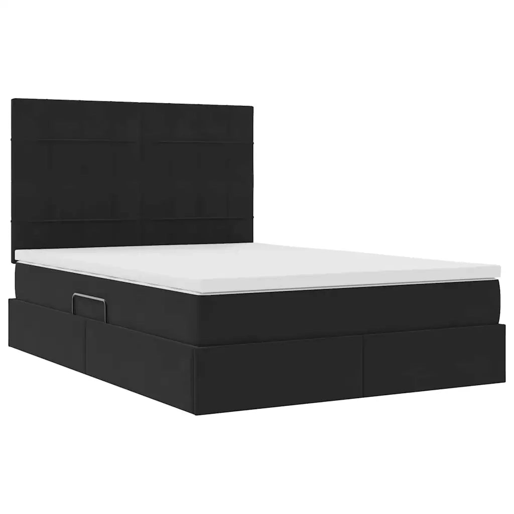 Letto con contenitore e materasso Nero 140 x 190 cm Velluto