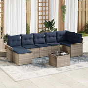 Set Divano da Giardino con cuscino 8 pcs Grigio Poly Rattan 3345465