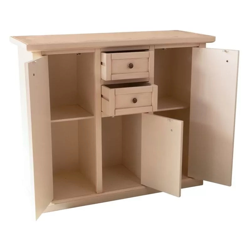 Credenza 3 porte 2 cassetti shabby avorio anticato decori 100x39x85 - Mobili 2G