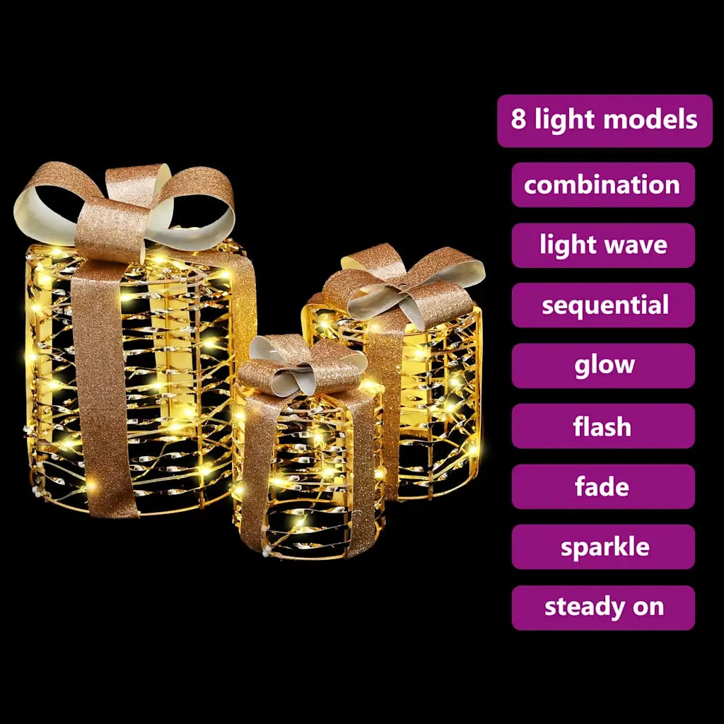 Decorazione Scatola Regalo con 60 LED 3 pcs 20 x 20 x 20 cm PET