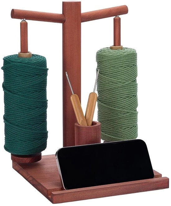 Organizzatore per fili - Centrifuga in legno - Stabile - Organizzatore per fili a maglia - Dimensioni 22,9x29,8x27,5 cm