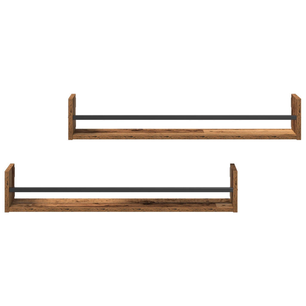 Mensole 2 pezzi Legno Vecchio 80x16x14 cm Legno Ingegnerizzato