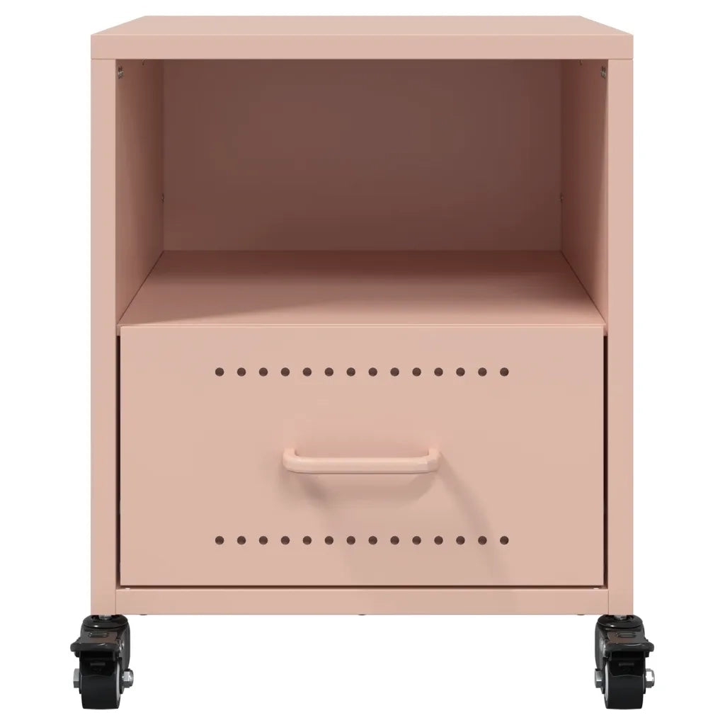 Set di 2 Comodini | Armadio da Notte | Mobiletto da notte Rosa 36x39x43,5 cm in Acciaio