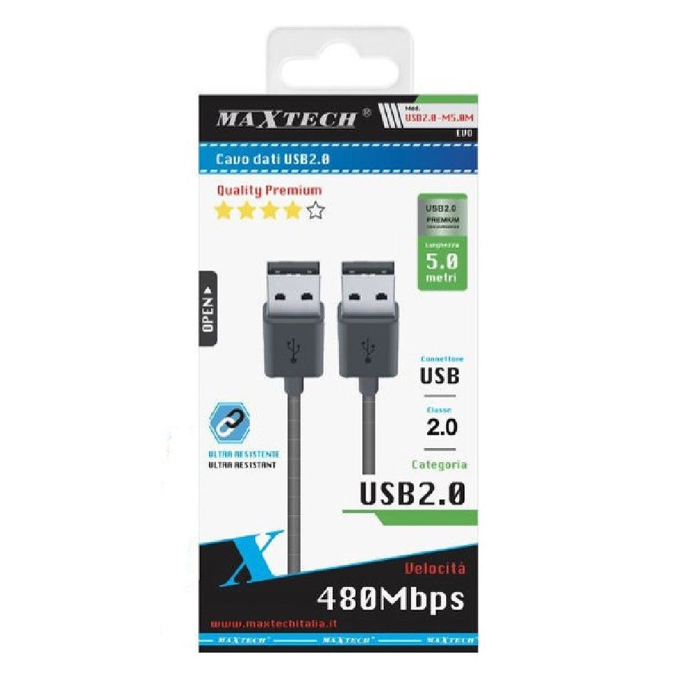 Trade Shop - Cavo Dati Usb 2.0 Maschio - Maschio Prolunga 5 Mt 480mbps Computer Usb2.0-m5.0m -