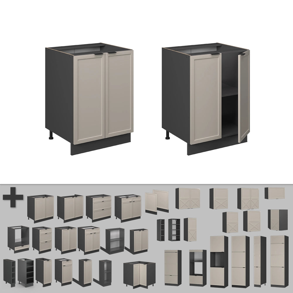 Mobiletto base cucina Fame-Line GrigioBeige/Antracite 60 cm senza piano di lavoro Vicco