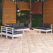 Set Salotto da Giardino 7pz con Cuscini Legno Massello di Pino