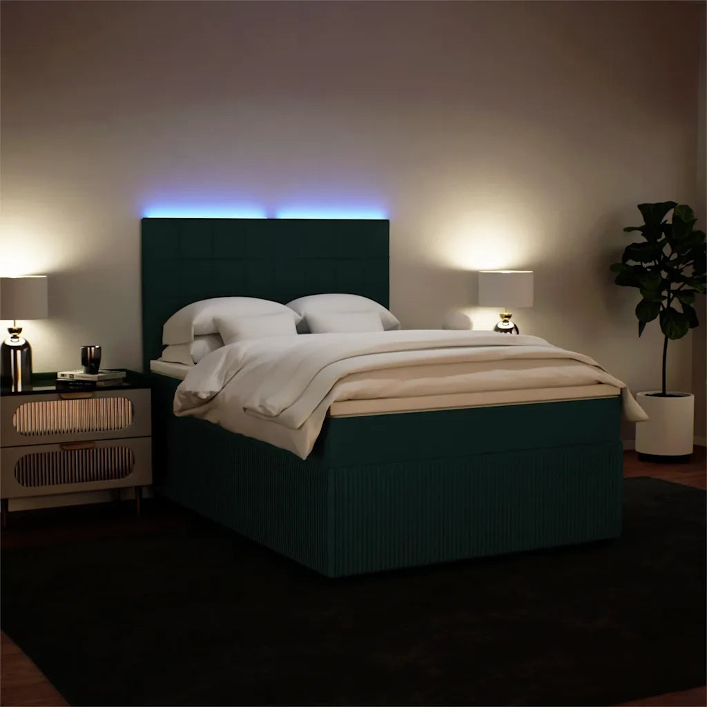 Giroletto a Molle con Materasso Verde Scuro 160x200 cm Velluto