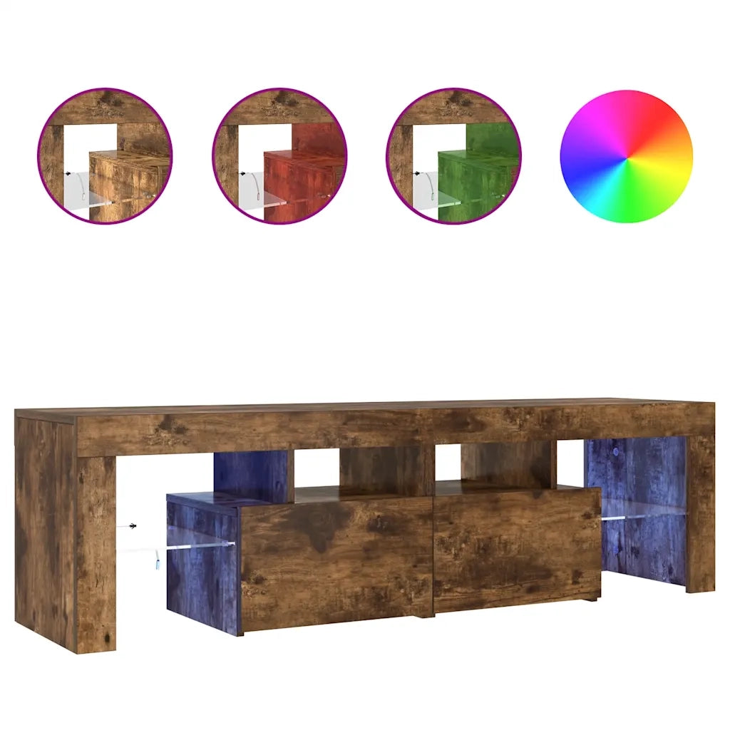 Mobile Porta TV con Luci LED-Credenza TV Rovere Fumo 60x38,5x48 cm