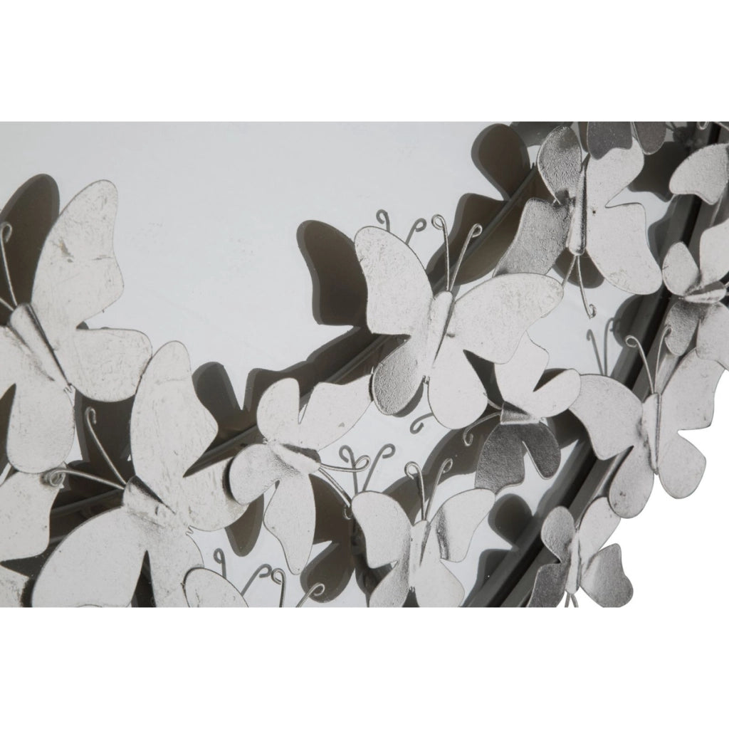 Specchio con Cornice Farfalla 30, Argento, Metallo, 91x3x94 cm