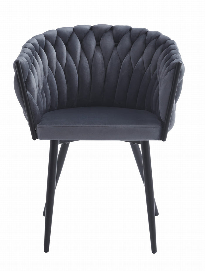 Sedia VALORA MAYAN - Velluto grigio scuro, design ergonomico per soggiorno x 1