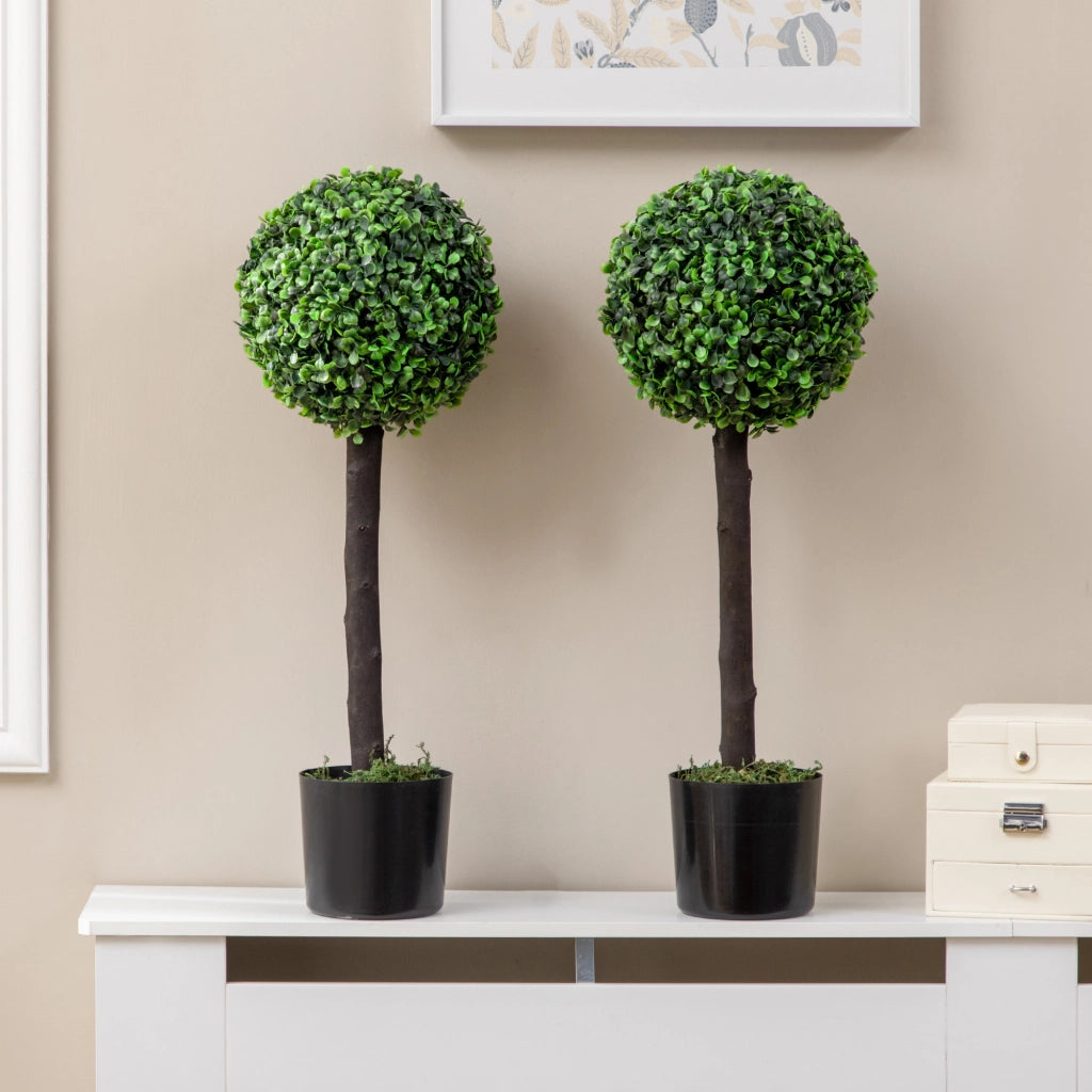 Set 2 Arbusti Artificiali Decorativi ¨C zephmum ¨C Verde ?20x60 cm