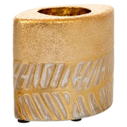 Portacandele in ceramica dorata 10,5x6,5x8h