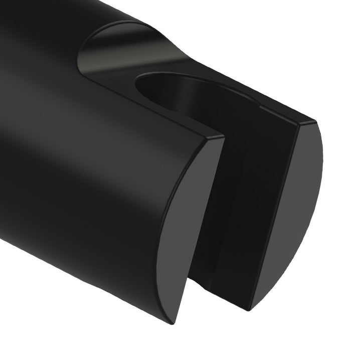 Supporto doccia tondo in ottone nero opaco con attacco conico per flessibile