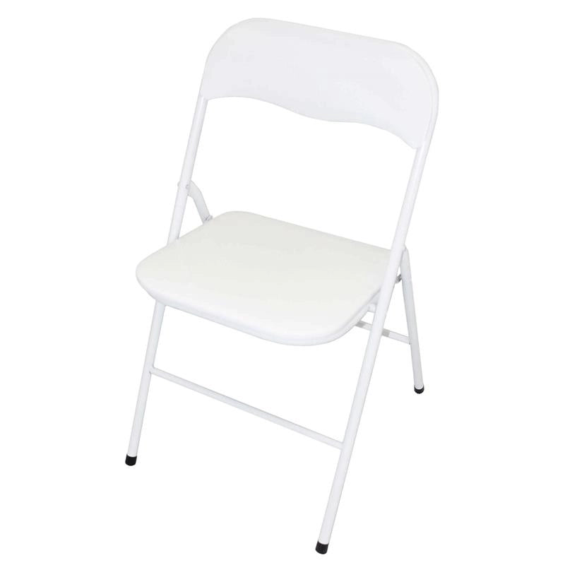 SEDIA PIEGHEVOLE SLIM BIANCA LUCIDA IN METALLO CON IMBOTTITURA 78HX45X44 CM OKX
