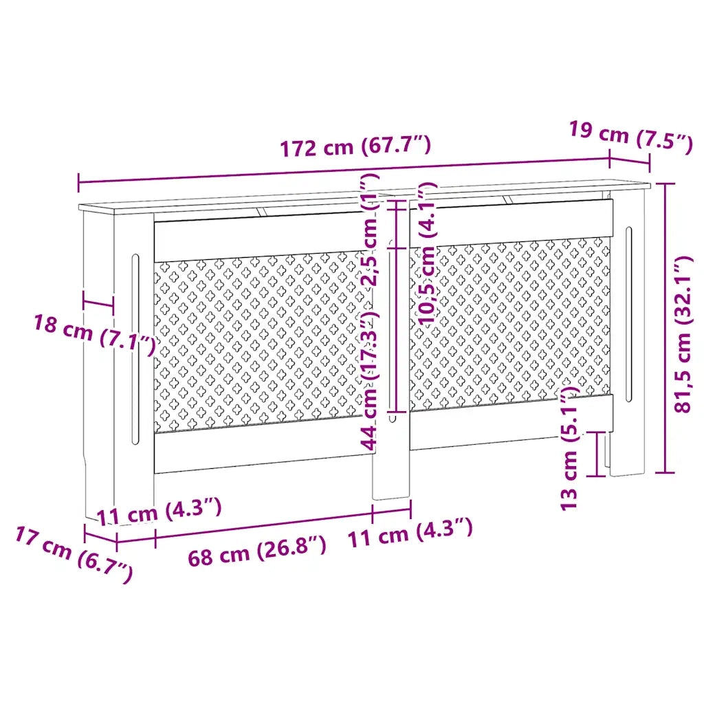 Copertura per Radiatore 172x19x81,5 cm in MDF 288199