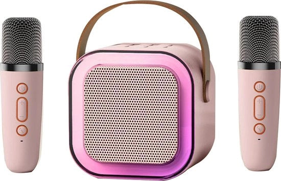 Kit di karaoke per bambini - Set di karaoke per bambini - Rosso - Karaoke - Giocattoli - 2 Microfoni - Illuminazione LED