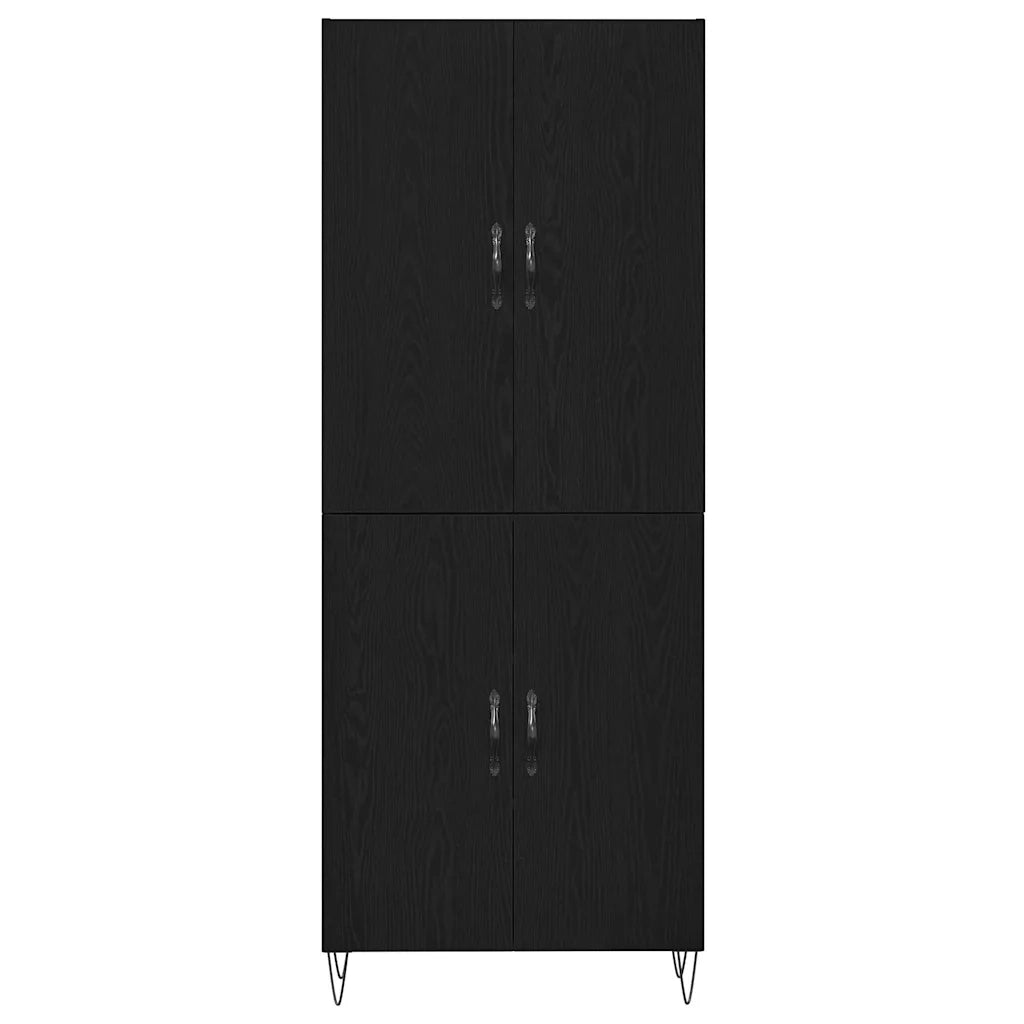 Credenza 2 pz | Madia | Buffet da pranzo | Armadio da pranzo Rovere Nero Legno ingegnerizzato e vetro