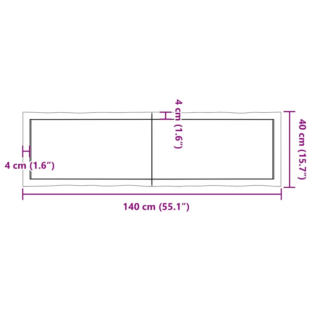 Piano Tavolo Marrone Chiaro 140x40x(2-4) cm Rovere Non Trattato 363962