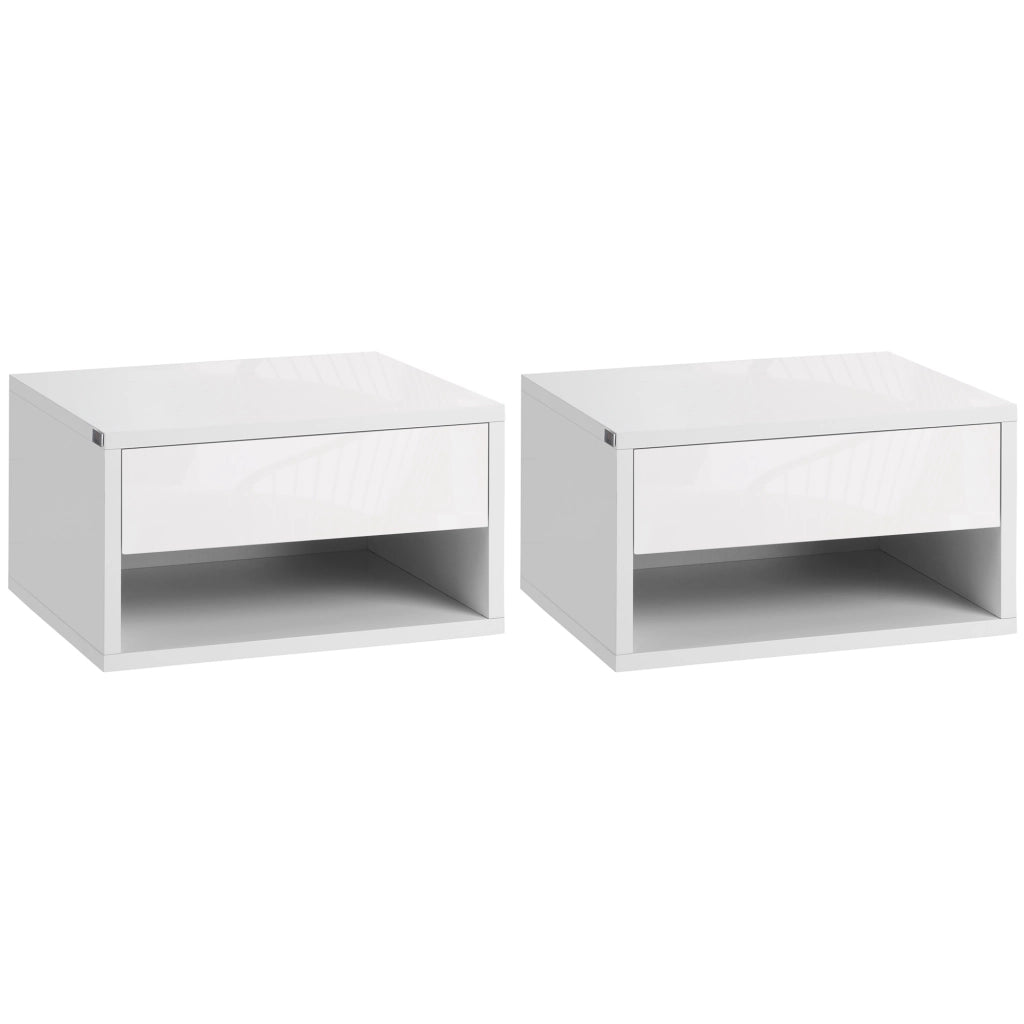 Comodini a Sospensione con Cassetto per Camera da Letto ¨C Zephmum ¨C 37x32x21 cm Bianco