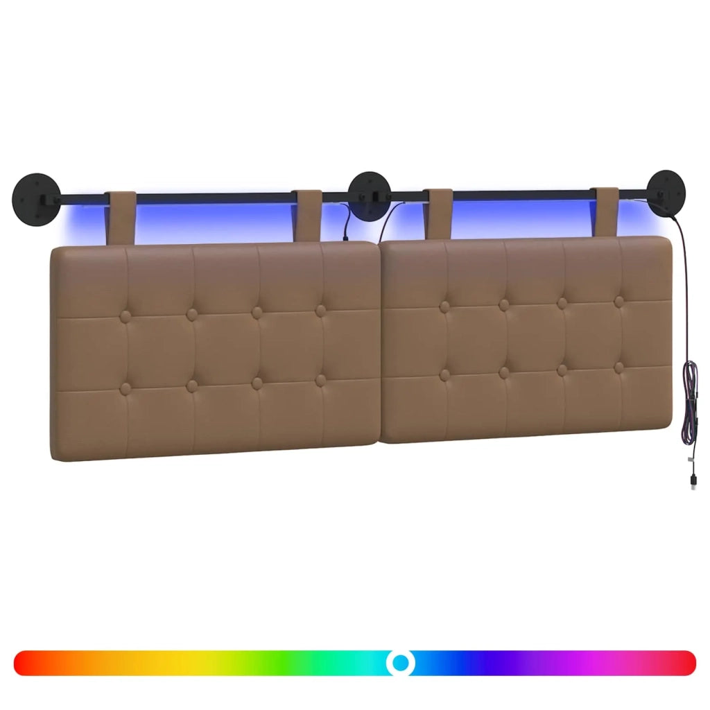 Testiera sospesa Con luce LED Cappuccino Similpelle