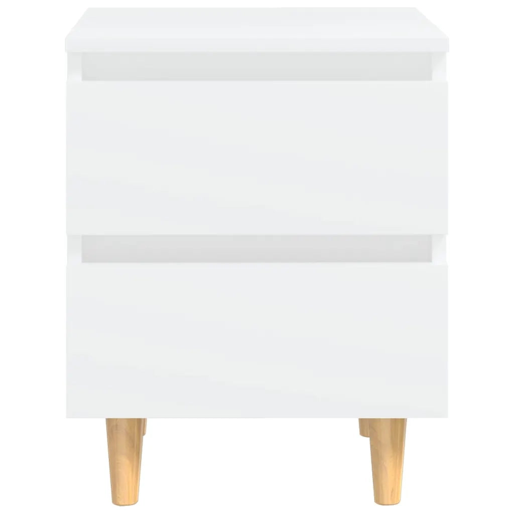 Comodino con Gambe in Pino Massello Bianco 40x35x50 cm 805851