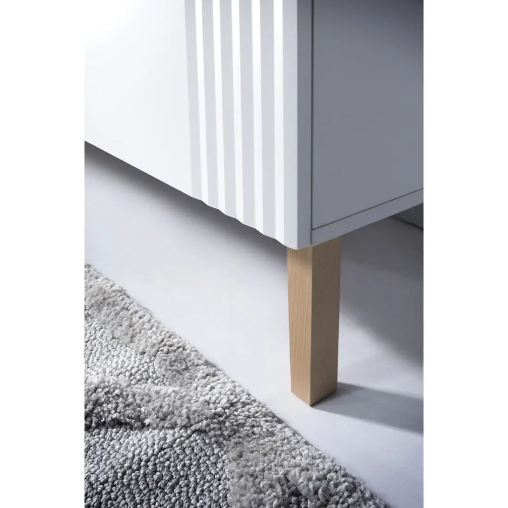 Mobile sottolavabo FIDJI 80 cm – Bianco alpino brillante – 2 cassetti – Fissaggio a muro o a pavimento