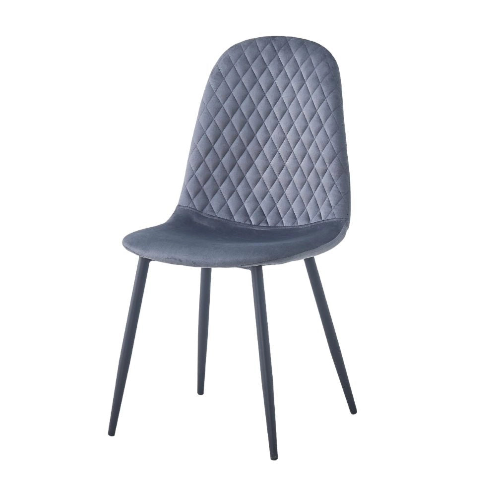 Set 4 Sedie imbottite velluto grigio Bretta con schienale trapuntato