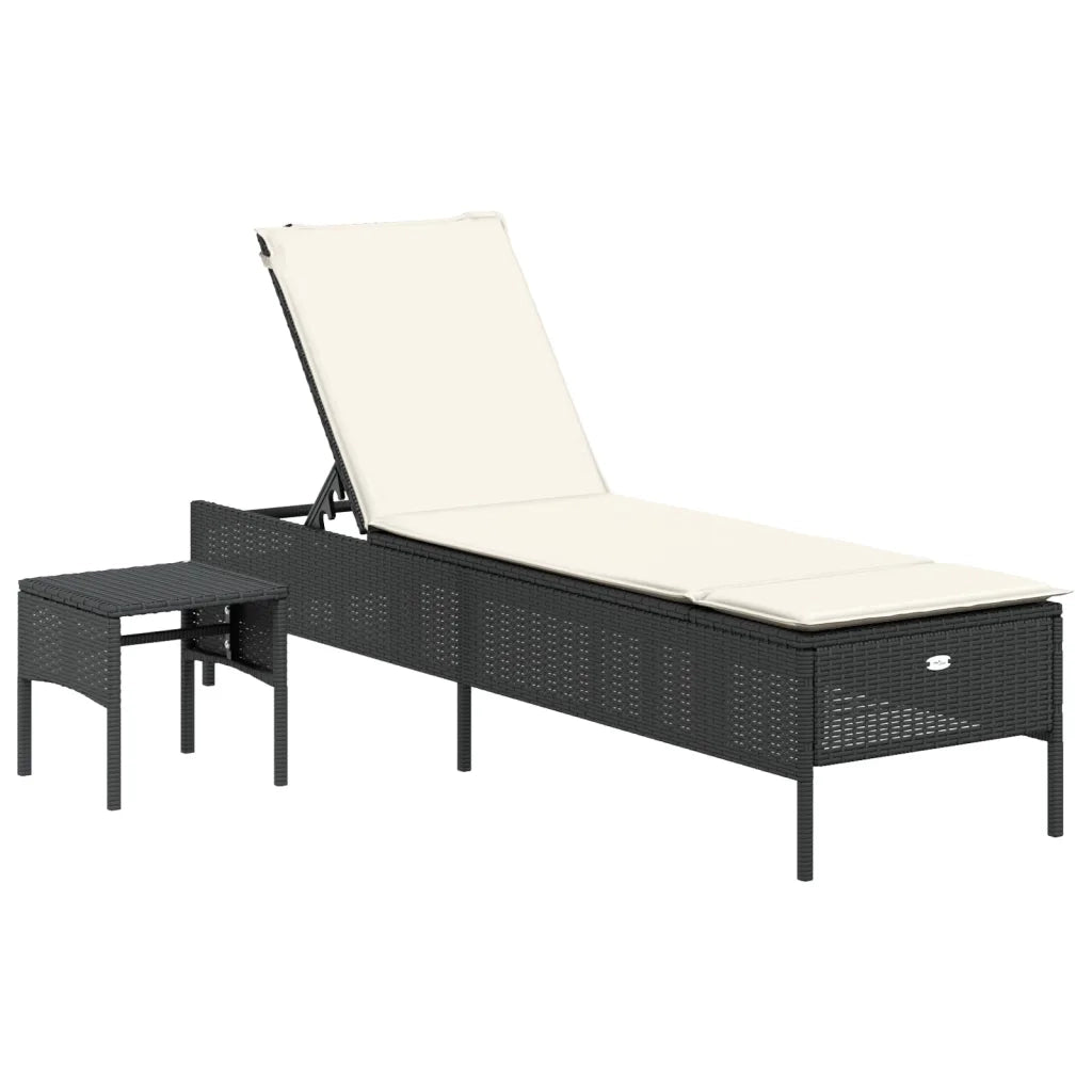 Set Lettini Prendisole con Cuscini 3pz Nero in Polyrattan 3284263