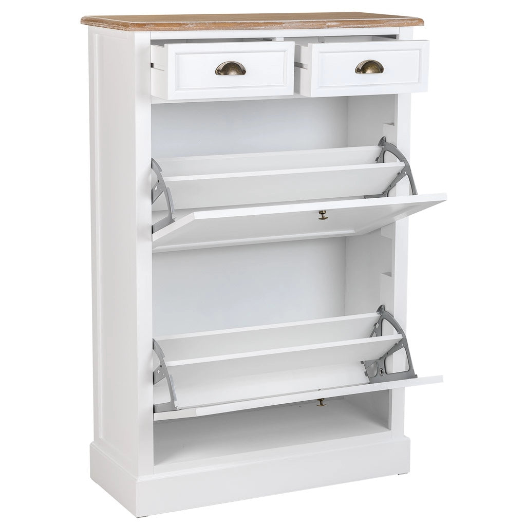 Scarpiera in legno bianco 80x120,5x33