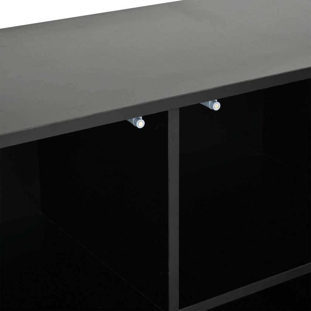 Vetrina con 2 ante e 8 vani, LED RGB controllato da app, per soggiorno, in MDF, nero naturale, 90 × 40 × 135 cm